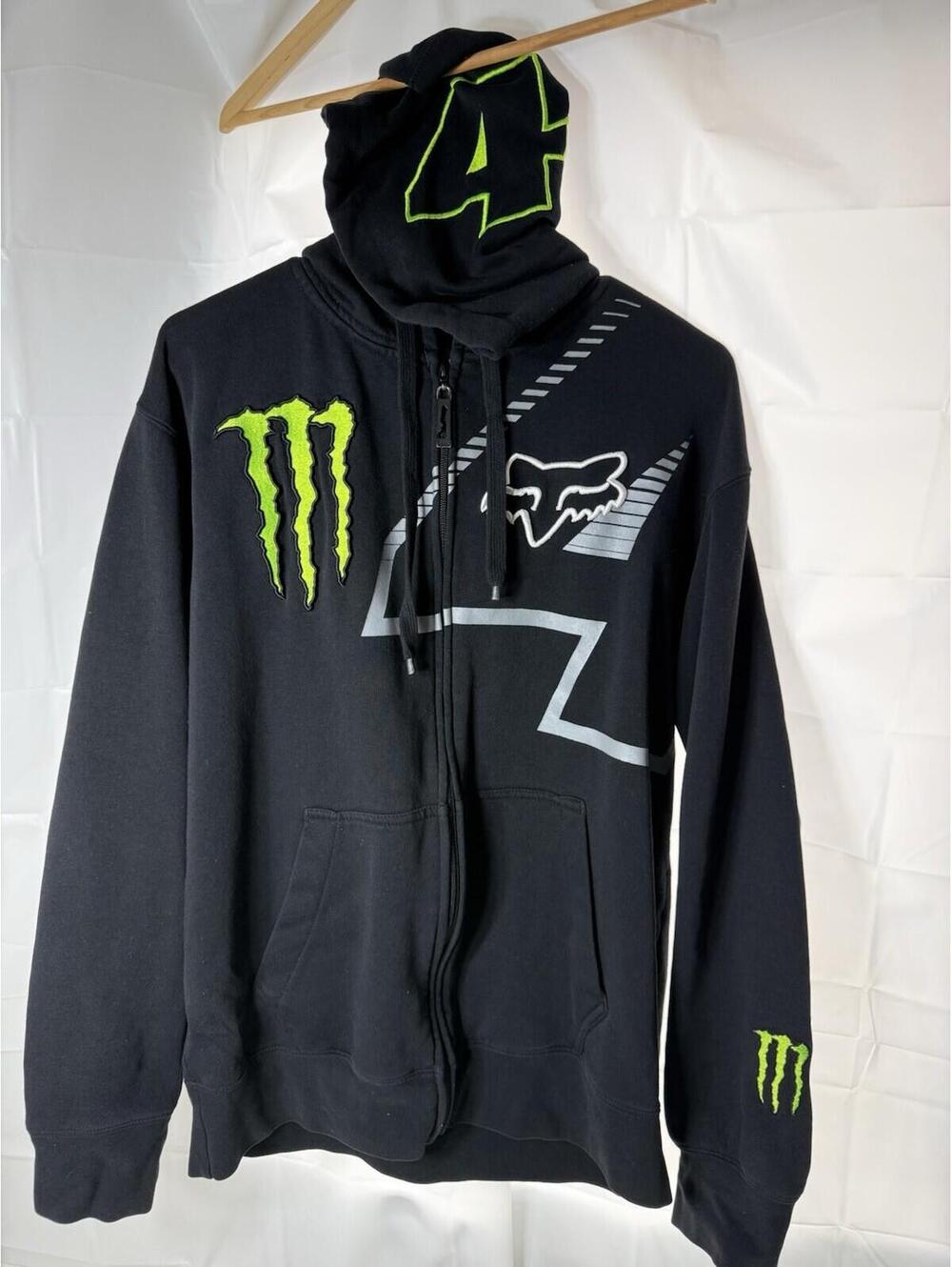 Fox Racing Monster Energy x Ricky Carmichael Hoodie Men's Large Black Full Zip